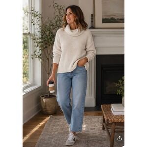 Madewell Varick Turtleneck Sweater Antique Cream Merino Wool Alpaca Blend L